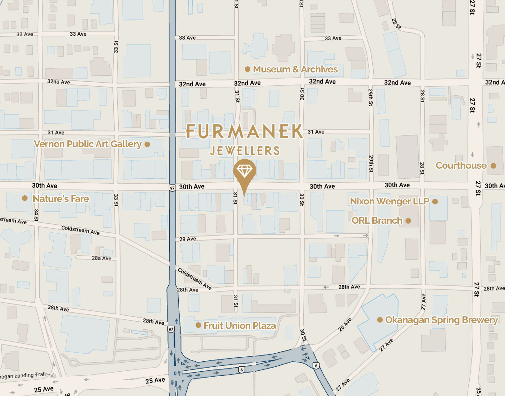 Furmanek Jewellers Location Map, Vernon jewellers